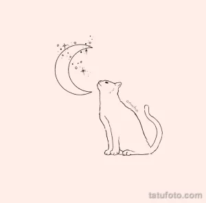 Эскиз для татуировки с кошкой 14,11,2021 - №0247 - sketch of cat tattoo - tatufoto.com