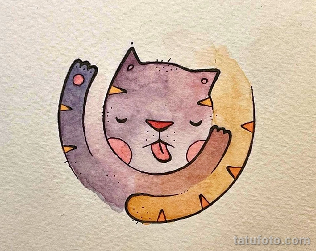 Эскиз для татуировки с кошкой 14,11,2021 - №0250 - sketch of cat tattoo - tatufoto.com