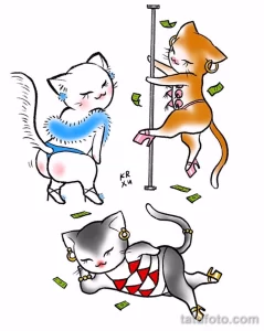 Эскиз для татуировки с кошкой 14,11,2021 - №0256 - sketch of cat tattoo - tatufoto.com
