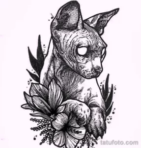 Эскиз для татуировки с кошкой 14,11,2021 - №0262 - sketch of cat tattoo - tatufoto.com