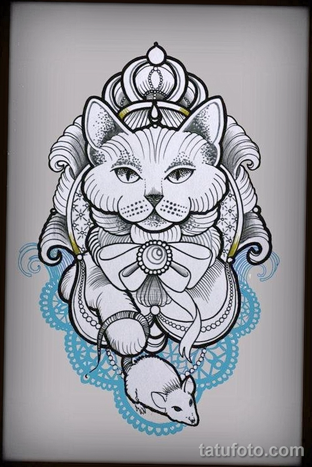 Эскиз для татуировки с кошкой 14,11,2021 - №0267 - sketch of cat tattoo - tatufoto.com