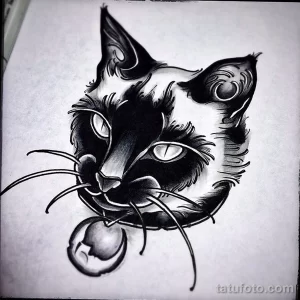 Эскиз для татуировки с кошкой 14,11,2021 - №0268 - sketch of cat tattoo - tatufoto.com