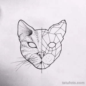 Эскиз для татуировки с кошкой 14,11,2021 - №0269 - sketch of cat tattoo - tatufoto.com