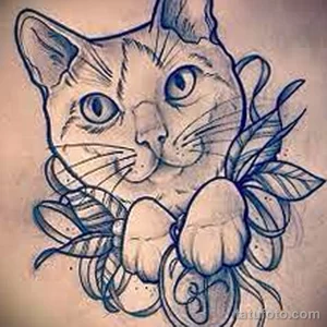 Эскиз для татуировки с кошкой 14,11,2021 - №0279 - sketch of cat tattoo - tatufoto.com