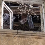 Фото заброшенного окна с паутиной и сухими растениями. Атмосферный снимок, напоминающий эскиз татуировки.
