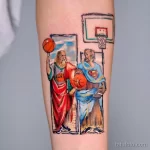 Фото баскетбольного рисунка тату 20.12.2021 №1407 - basketball tattoo - tatufoto.com