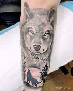 Фото пример рисунка тату с волком 16.12.2021 №0229 - Wolf tattoo - tatufoto.com