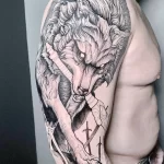 Фото пример рисунка тату с волком 16.12.2021 №0430 - Wolf tattoo - tatufoto.com
