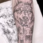 Фото пример рисунка тату с волком 16.12.2021 №0500 - Wolf tattoo - tatufoto.com