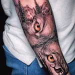 Фото пример рисунка тату с волком 16.12.2021 №0532 - Wolf tattoo - tatufoto.com