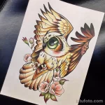 Фото пример рисунка тату сова 13,12,2021 - №051 - Owl Tattoo - tatufoto.com