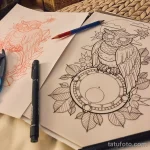 Фото пример рисунка тату сова 13,12,2021 - №204 - Owl Tattoo - tatufoto.com