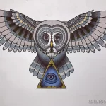 Фото пример рисунка тату сова 13,12,2021 - №256 - Owl Tattoo - tatufoto.com