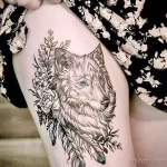 Фото рисунка тату волк белый 16.12.2021 №0013 - Wolf tattoo - tatufoto.com
