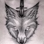 Фото рисунка тату волк белый 16.12.2021 №0018 - Wolf tattoo - tatufoto.com