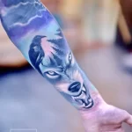 Фото рисунка тату волк белый 16.12.2021 №0020 - Wolf tattoo - tatufoto.com