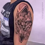 Фото рисунка тату волк и лес 16.12.2021 №0035 - Wolf tattoo - tatufoto.com