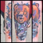 Фото рисунка тату волк и медведь 16.12.2021 №0010 - Wolf tattoo - tatufoto.com