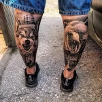 Фото рисунка тату волк и медведь 16.12.2021 №0013 - Wolf tattoo - tatufoto.com