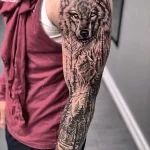 Фото рисунка тату волк мужская 16.12.2021 №0004 - Wolf tattoo - tatufoto.com