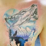 Фото рисунка тату волк мужская 16.12.2021 №0011 - Wolf tattoo - tatufoto.com