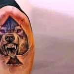 Фото рисунка тату волк мужская 16.12.2021 №0016 - Wolf tattoo - tatufoto.com