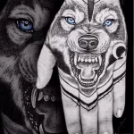 Фото рисунка тату волк мужская 16.12.2021 №0020 - Wolf tattoo - tatufoto.com