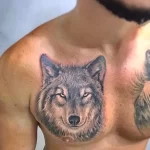 Фото рисунка тату волк мужская 16.12.2021 №0030 - Wolf tattoo - tatufoto.com