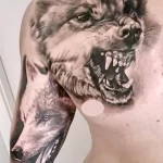 Фото рисунка тату волк мужская 16.12.2021 №0046 - Wolf tattoo - tatufoto.com