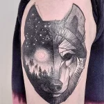 Фото рисунка тату волк мужская 16.12.2021 №0061 - Wolf tattoo - tatufoto.com