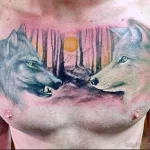 Фото рисунка тату волк мужская 16.12.2021 №0092 - Wolf tattoo - tatufoto.com