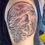 Фото рисунка тату волк мужская 16.12.2021 №0117 - Wolf tattoo - tatufoto.com