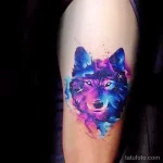 Фото рисунка тату волк мужская 16.12.2021 №0118 - Wolf tattoo - tatufoto.com