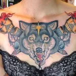 Фото рисунка тату волк на груди 16.12.2021 №0004 - Wolf tattoo - tatufoto.com