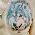 Фото рисунка тату волк на груди 16.12.2021 №0014 - Wolf tattoo - tatufoto.com