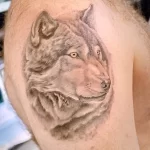 Фото рисунка тату волк на плече 16.12.2021 №0007 - Wolf tattoo - tatufoto.com