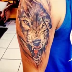 Фото рисунка тату волк на плече 16.12.2021 №0030 - Wolf tattoo - tatufoto.com