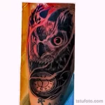 Фото тату сова с часами 13,12,2021 - №025 - Owl Tattoo With Clock - tatufoto.com