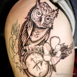 Фото тату сова с часами 13,12,2021 - №032 - Owl Tattoo With Clock - tatufoto.com