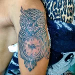 Фото тату сова с часами 13,12,2021 - №033 - Owl Tattoo With Clock - tatufoto.com