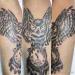Фото тату сова с часами 13,12,2021 - №034 - Owl Tattoo With Clock - tatufoto.com