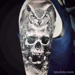 Фото тату сова с черепом 13,12,2021 - №006 - Owl Tattoo With Skull - tatufoto.com
