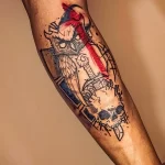 Фото тату сова с черепом 13,12,2021 - №008 - Owl Tattoo With Skull - tatufoto.com