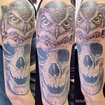 Фото тату сова с черепом 13,12,2021 - №013 - Owl Tattoo With Skull - tatufoto.com