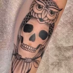 Фото тату сова с черепом 13,12,2021 - №018 - Owl Tattoo With Skull - tatufoto.com