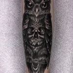 Фото тату сова с черепом 13,12,2021 - №021 - Owl Tattoo With Skull - tatufoto.com