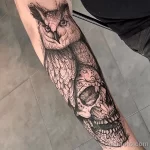 Фото тату сова с черепом 13,12,2021 - №025 - Owl Tattoo With Skull - tatufoto.com