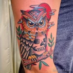 Фото тату сова с черепом 13,12,2021 - №029 - Owl Tattoo With Skull - tatufoto.com