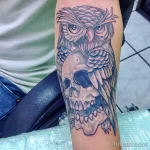 Фото тату сова с черепом 13,12,2021 - №033 - Owl Tattoo With Skull - tatufoto.com