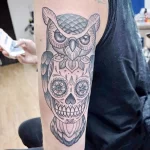 Фото тату сова с черепом 13,12,2021 - №034 - Owl Tattoo With Skull - tatufoto.com